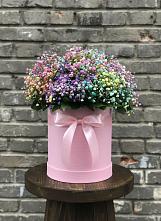 Цветочная композиция из Гипсофила и Розы в шляпной коробке #REPLACE_PRED# Сычёво