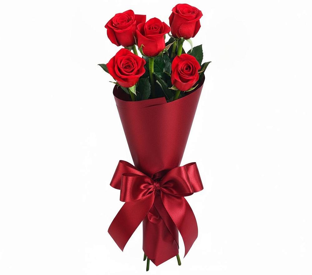 Букет 5 Красных роз Эдлесс Лав в Сычёво