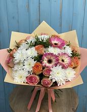 Букет цветов из:  Розы, Герберы и Хризантемы #REPLACE_PRED# Сычёво