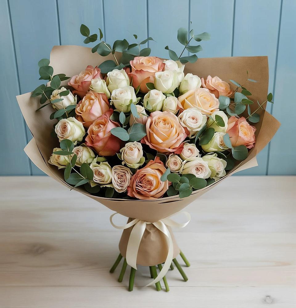 Букет цветов из: Альстромерии и Розы в Сычёво