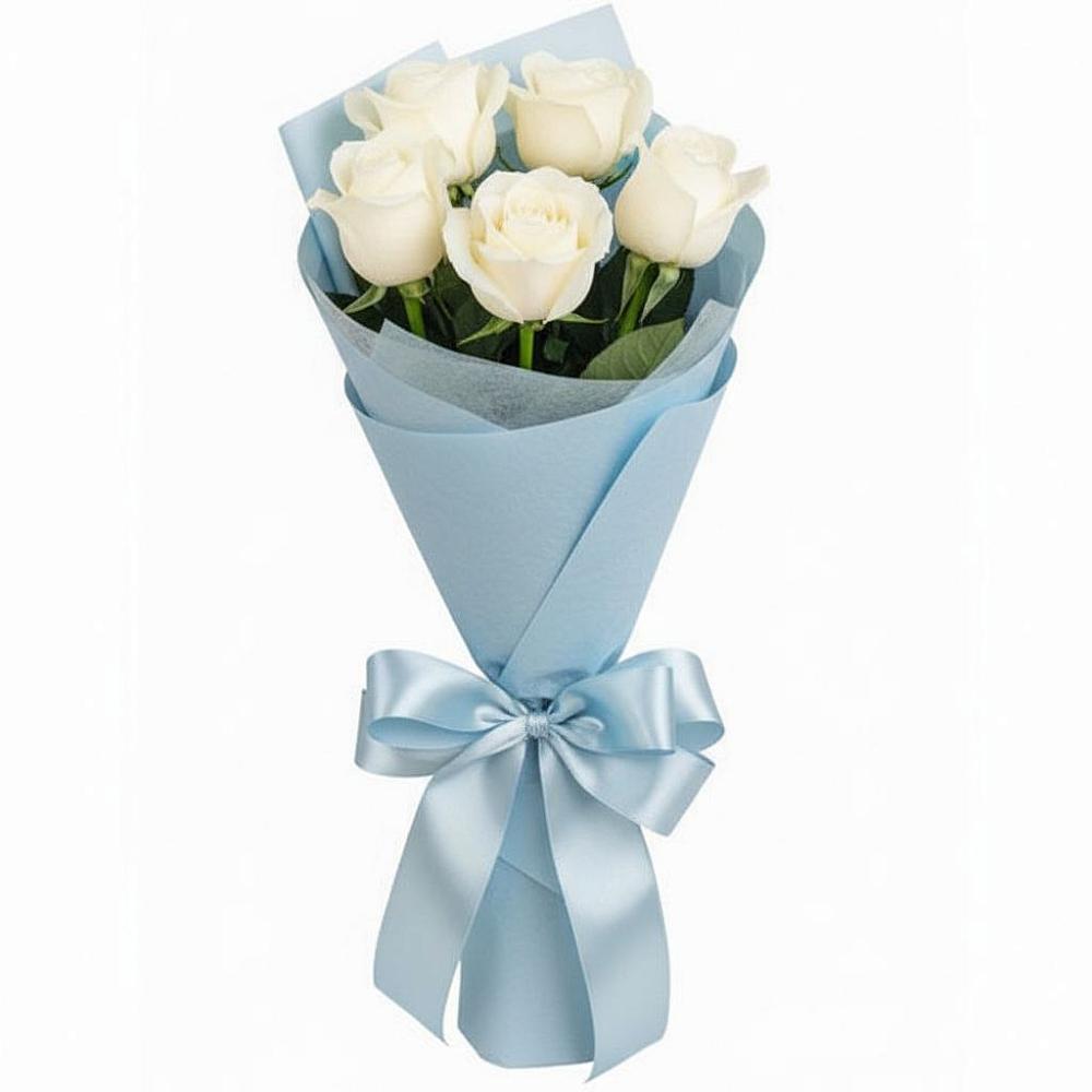 Букет 5 Белых роз Проуд в Сычёво