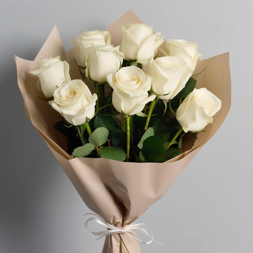 Букет 9 Белых роз Эдлесс Лав в Сычёво