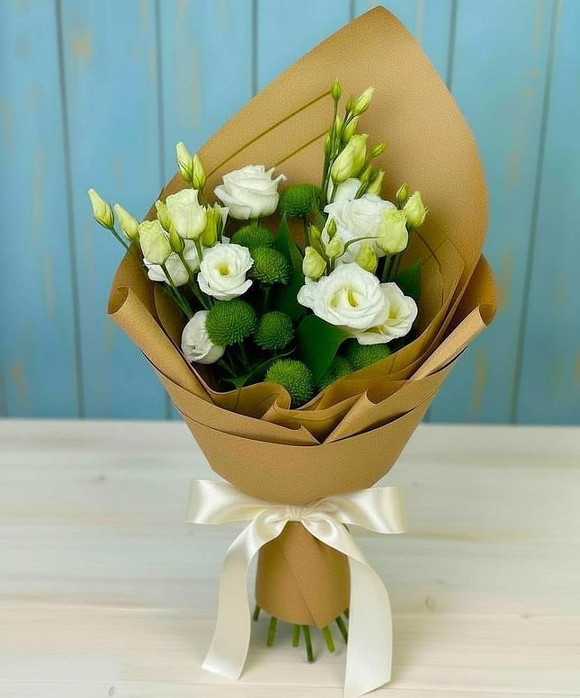 Букет цветов из: Хризантемы и Лизиантусы в Сычёво