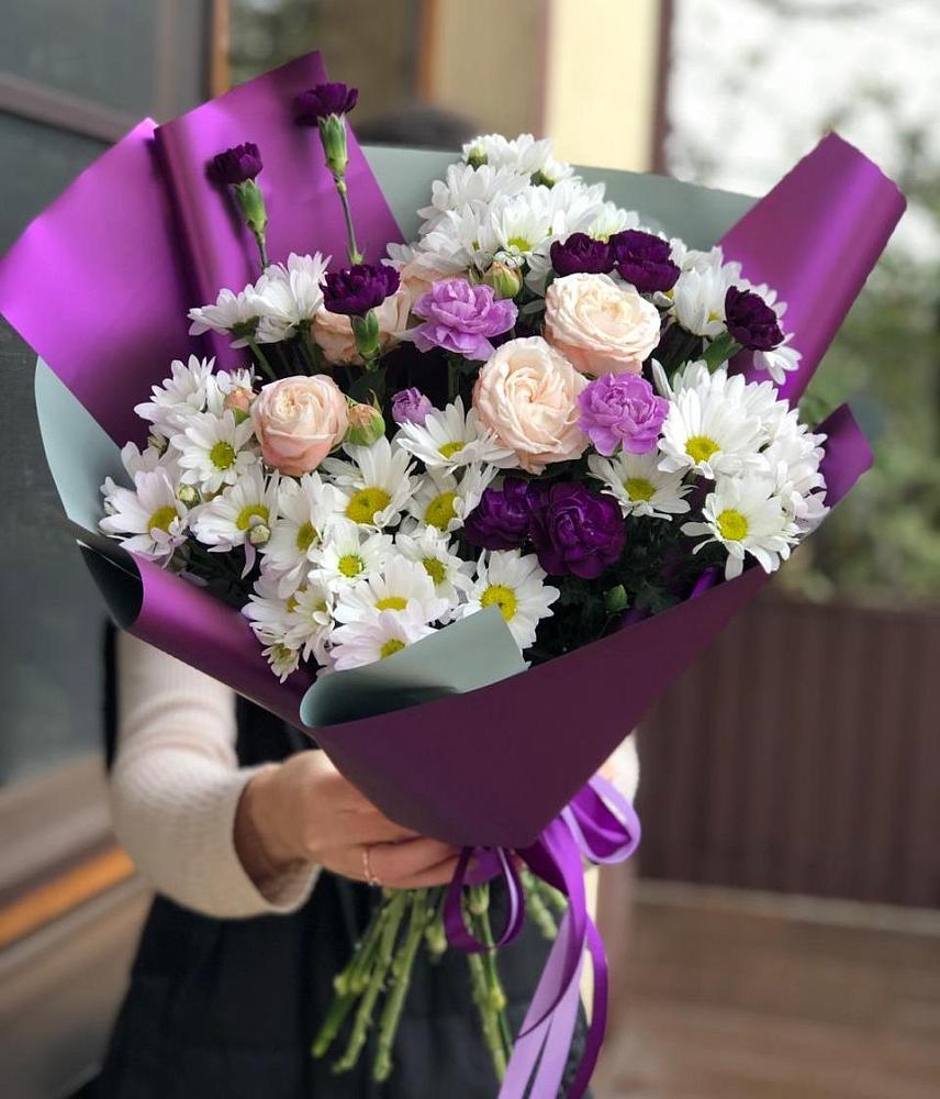 Букет цветов из: Хризантемы, Гвоздики и Розы в Сычёво