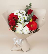 Букет цветов из:  Розы, Хризантемы, Герберы и Лилии в Сычёво