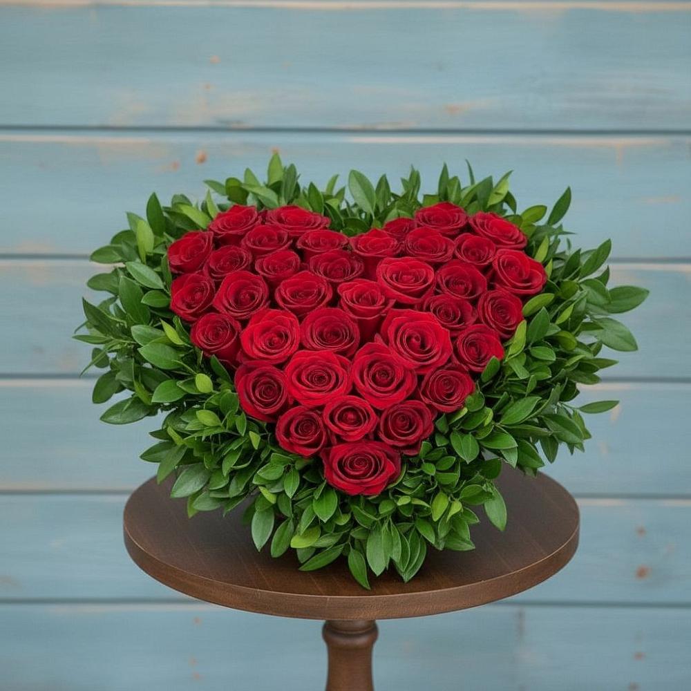 Цветочная композиция из Розы в виде сердца в Сычёво