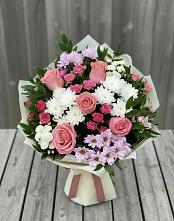 Букет цветов из:  Альстромерии, Гвоздики, Розы и Хризантемы в Сычёво