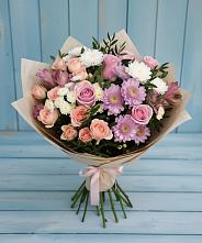 Букет цветов из:  Хризантемы, Розы и Альстромерии #REPLACE_PRED# Сычёво