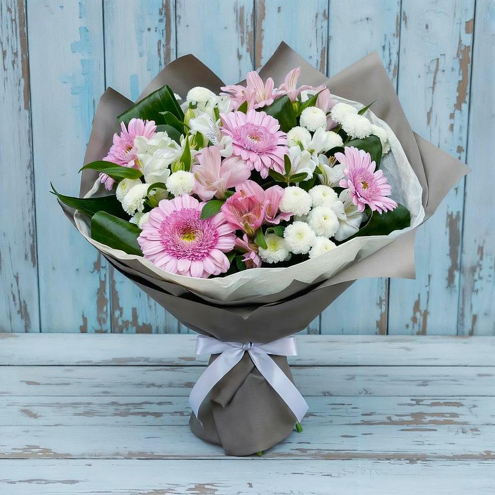 Букет цветов из: Герберы, Альстромерии и Хризантемы в Сычёво