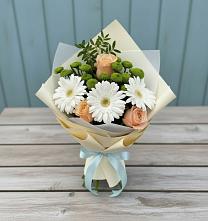 Букет цветов из:  Герберы, Розы и Хризантемы в Сычёво